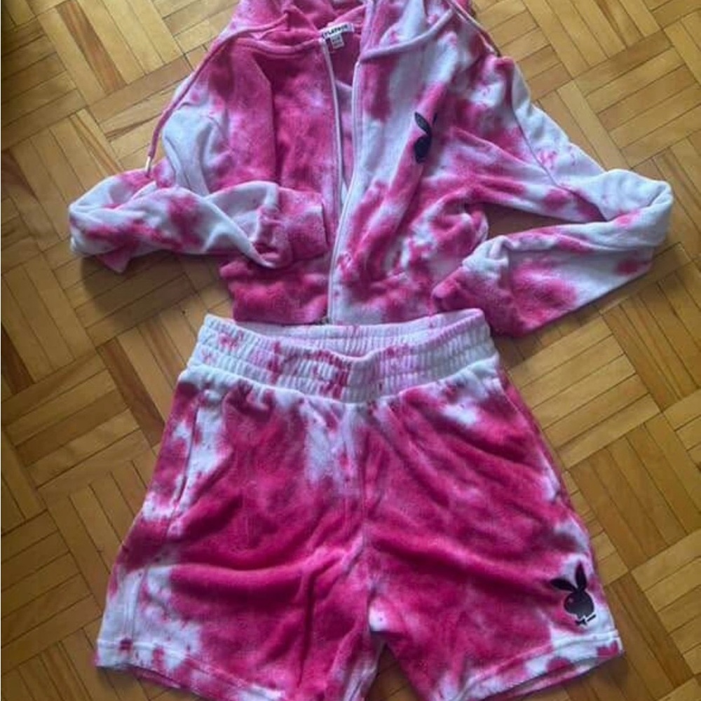 PLAYBOY Pink and White Tie-Dye Set
